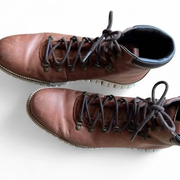 Cole Haan Men’s Brown Leather Lace-Up Boots Size 13